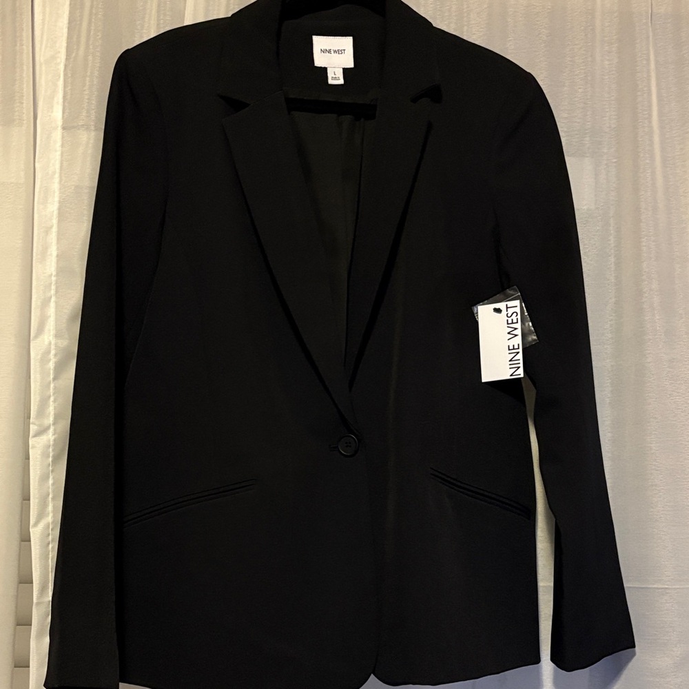 NEW Nine West Classic Single Button Black Blazer Size Large - Picture 7 of 8